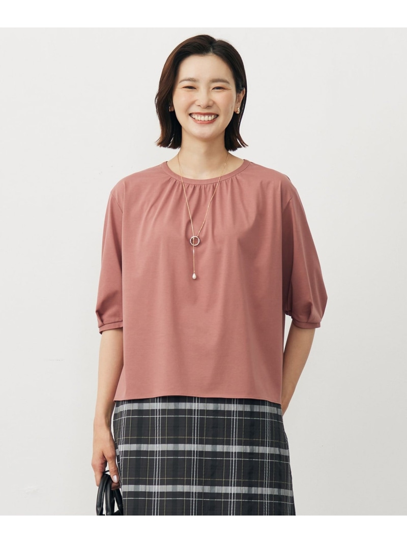 【SALE／40%OFF】【洗える】ブラウスライクジャージー カットソー J.PRESS ジェイプレス トップス カットソー・Tシャツ ピンク グレー ブラウン【RBA_E】【送料無料】[ Fashion]