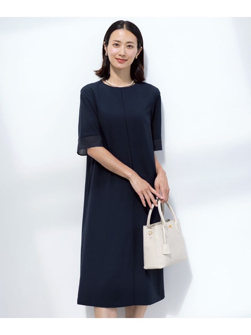 【セットアップ対応・人気素材】Light ジョーゼット ワンピース J.PRESS ジェイプレス ワンピース・ドレス ワンピース ネイビー【送料無料】[ Fashion]｜J.PRESS