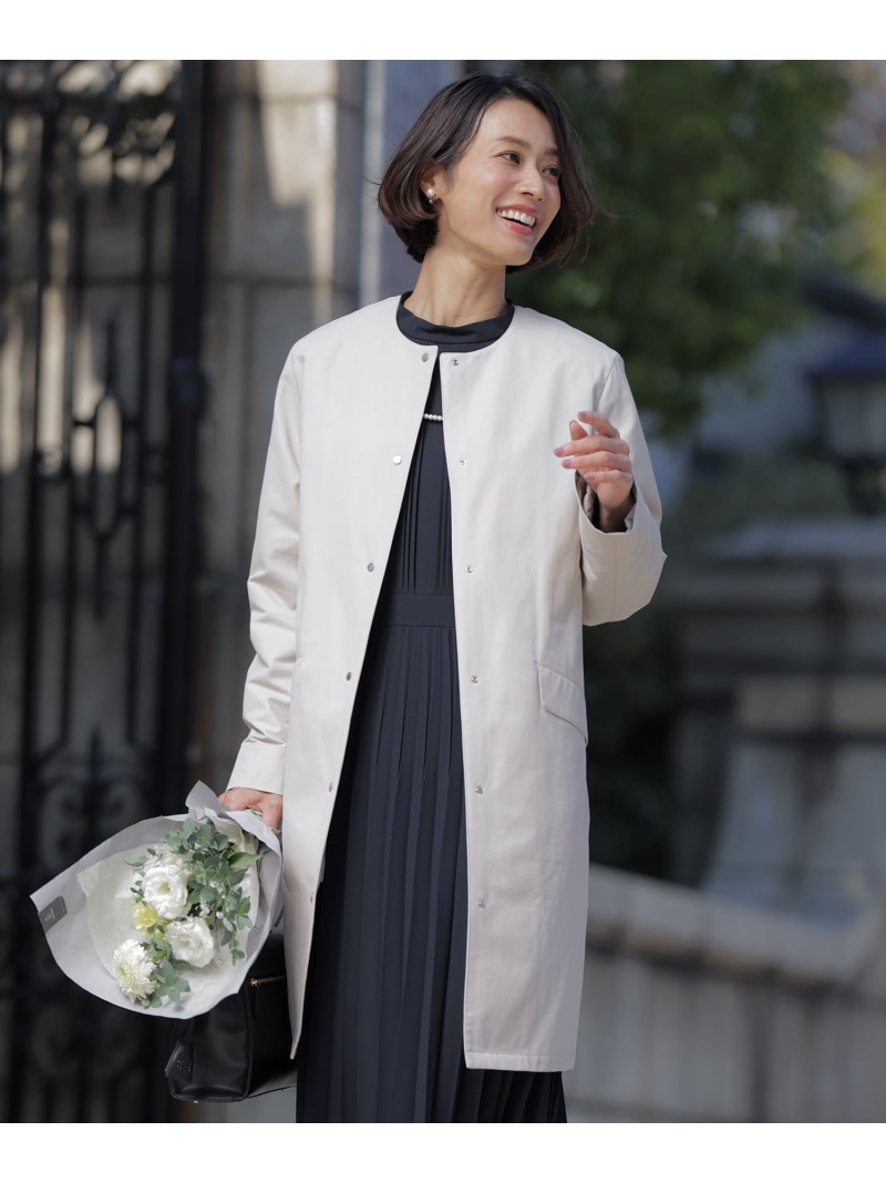 【ライナー付き】VINAジェットオックス ノーカラー コート J.PRESS LADIES L ジェイプレス ジャケット・アウター ノーカラージャケット グレー ネイビー【送料無料】[ Fashion]｜J.PRESS