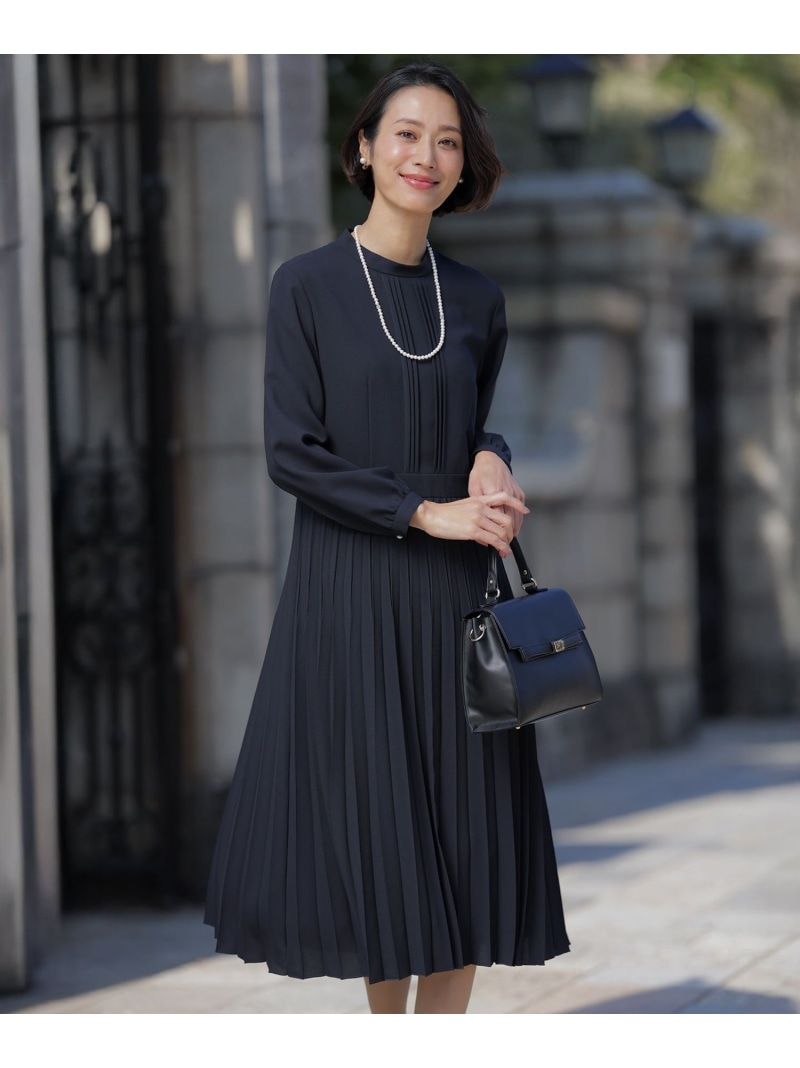 ノルディス2wayジョーゼット プリーツ ワンピース J.PRESS LADIES L ジェイプレス ワンピース・ドレス ワンピース ネイビー【送料無料】[ Fashion]｜J.PRESS