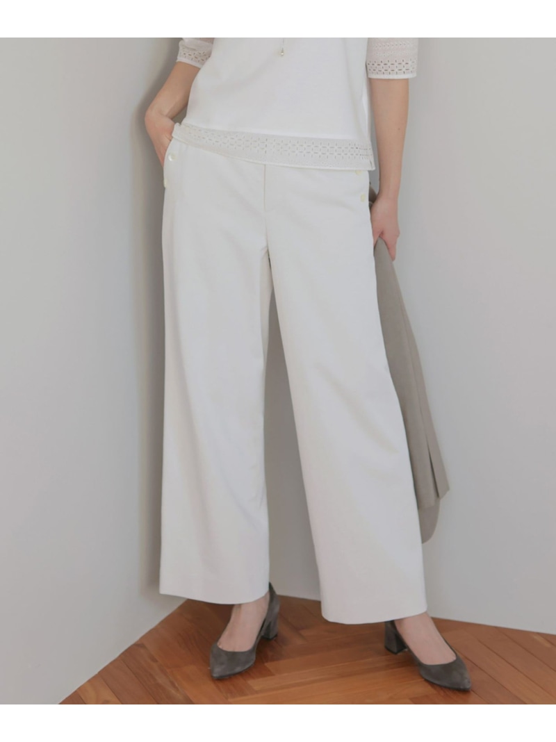 麻シェルドライ ワイド ストレート パンツ J.PRESS ジェイプレス パンツ その他のパンツ ブラウン ベージュ ネイビー【送料無料】[ Fashion]