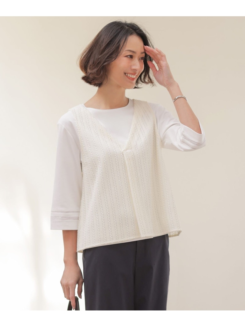 【SALE／30%OFF】【プラスワンアイテムに】ラッセル ビスチェ J.PRESS ジェイプレス トップス カットソー・Tシャツ ブラック ベージュ【RBA_E】【送料無料】[ Fashion]｜J.PRESS