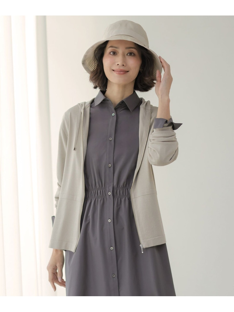 【冷房対策に】Hood Cardigan ニット パーカー J.PRESS ジェイプレス トップス カーディガン ベージュ ネイビー【送料無料】[ Fashion]