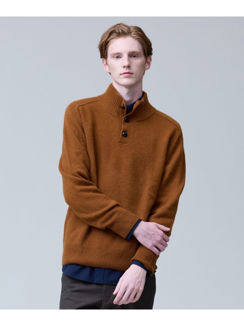 【SALE／20%OFF】【カシミア100%使用】カシミヤリブモックネック ニット J.PRESS ジェイプレス トップス ニット グレー ブラウン【RBA_E】【送料無料】[ Fashion]