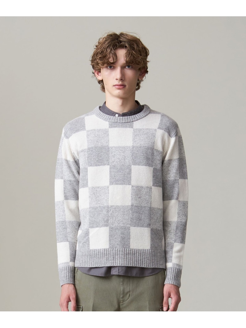 【SALE／20%OFF】【Cash Lamb's Wool】クレイジーパターンニット / クルー J.PRESS ジェイプレス トップス ニット ネイビー グレー【RBA_E】【送料無料】[ Fashion]