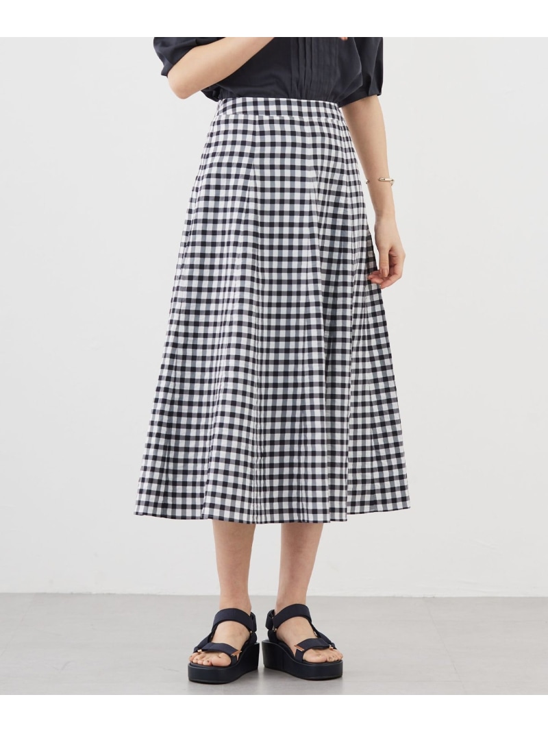 【SALE／50%OFF】【洗える】アセVis ギンガム スカート J.PRESS ジェイプレス スカート ロング・マキシスカート ネイビー【RBA_E】【送料無料】[ Fashion]｜J.PRESS