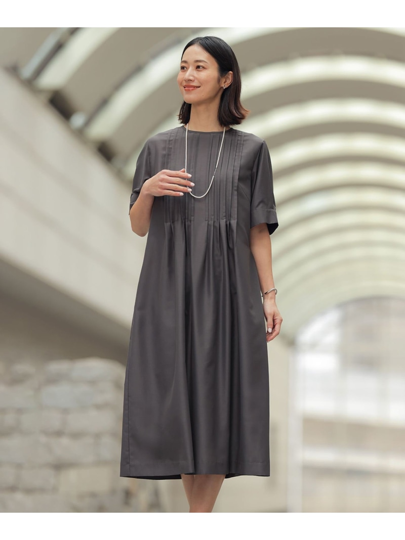 エアリースパンボイル ワンピース J.PRESS LADIES L ジェイプレス ワンピース・ドレス ワンピース ネイビー ブラウン グレー【送料無料】[ Fashion]｜J.PRESS