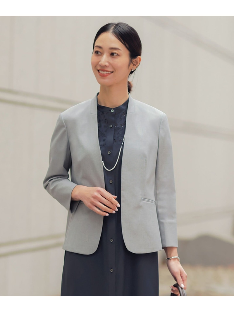 【セットアップ対応・洗える・撥水】コットンFITTY ノーカラー ジャケット J.PRESS ジェイプレス ジャケット・アウター ノーカラージャケット ネイビー ベージュ グレー【送料無料】[ Fashion]