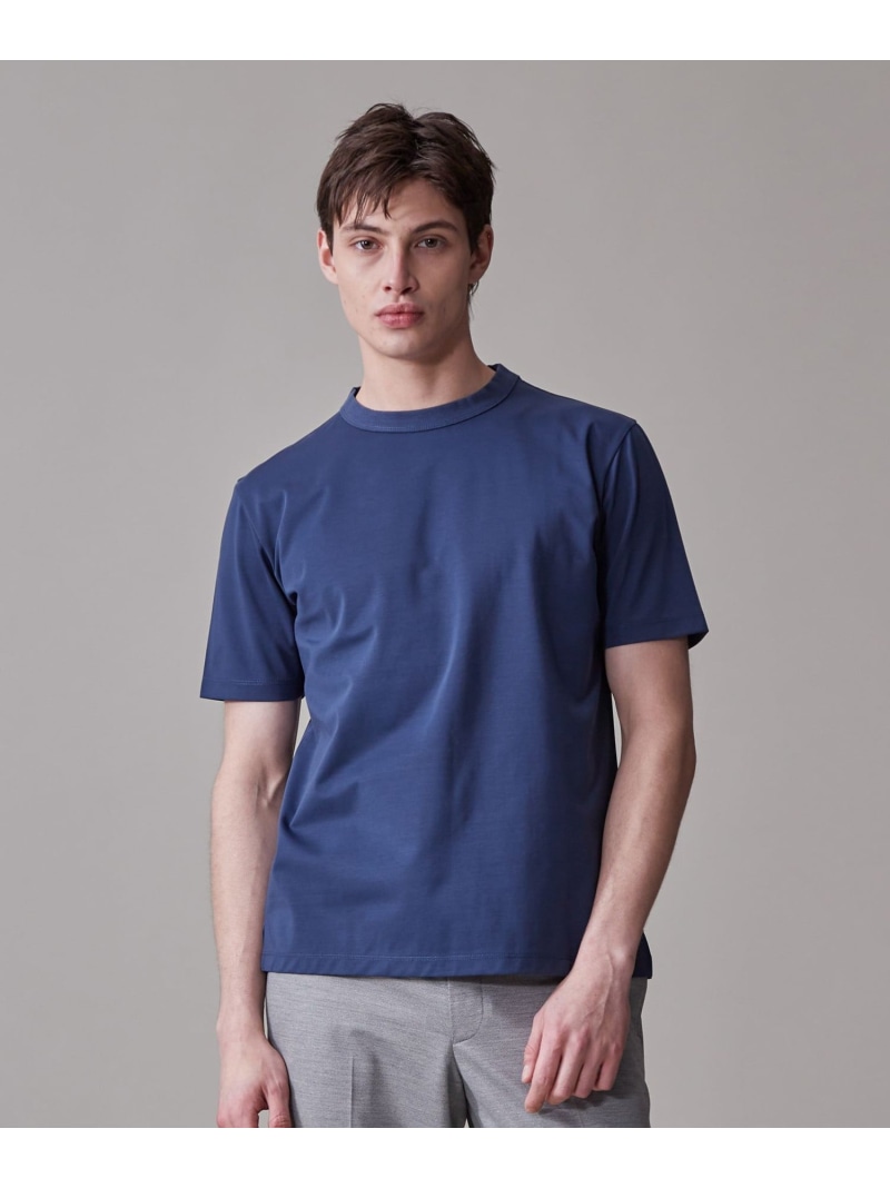 【SALE／20%OFF】シルクのような光沢感の上品Tシャツ【UVカット / 接触冷感 / 吸水速乾】【J.PRESS PREMIUM JERSEY】ポンチクルーネック Tシャツ J.PRESS ジェイプレス トップス カットソー・Tシャツ ホワイト ブルー【RBA_E】【送料無料】[ Fashion]