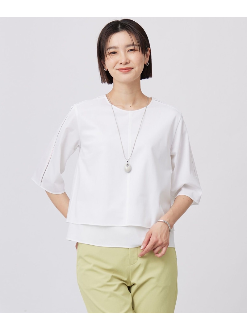 【SALE／50%OFF】【洗える】トリコットジャージー カットソー J.PRESS ジェイプレス トップス カットソー・Tシャツ ピンク ホワイト ネイビー【RBA_E】【送料無料】[ Fashion]