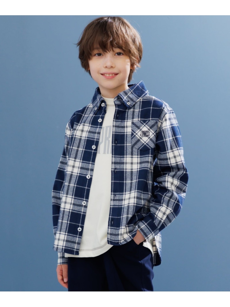 【140-170cm】ビッグチェック シャツ J.PRESS ジェイプレス トップス シャツ・ブラウス ネイビー【送料無料】[ Fashion] 7,455円
