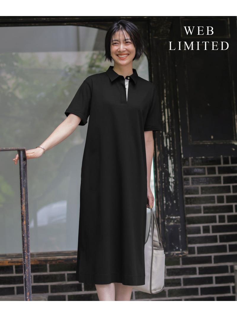 【WEB限定】コットンスムース ポロワンピース J.PRESS ジェイプレス ワンピース・ドレス ワンピース ネイビー ブラウン ブラック【送料無料】[ Fashion]｜J.PRESS