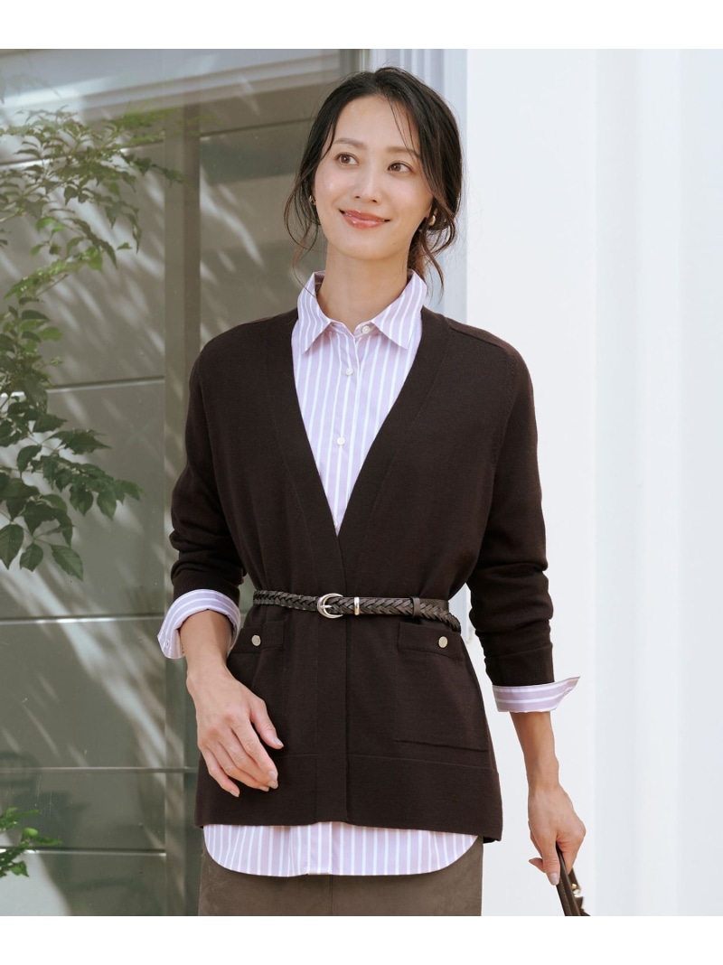 【着丈が選べる】KNIT BASIC ロング カーディガン J.PRESS ジェイプレス トップス カーディガン グレー ベージュ ネイビー【送料無料】[ Fashion]