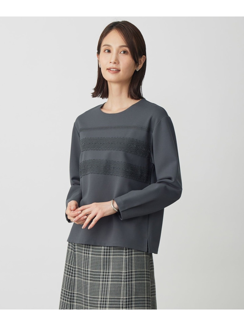 【SALE／40%OFF】アモーレポンチ レース カットソー J.PRESS ジェイプレス トップス カットソー・Tシャツ グリーン グレー ホワイト【RBA_E】【送料無料】[ Fashion]｜J.PRESS