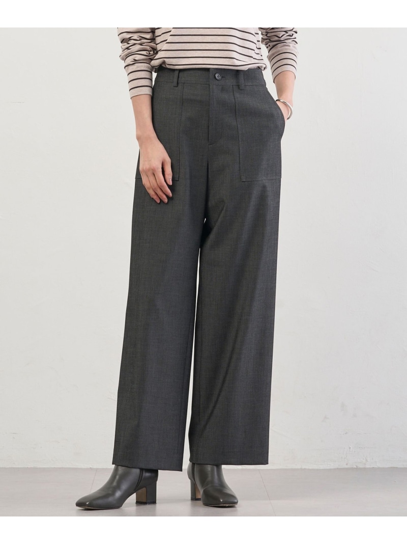【SALE／40%OFF】シャンブレー2wayストレッチ ワイド ストレート パンツ J.PRESS LADIES L ジェイプレス パンツ その他のパンツ グレー【RBA_E】【送料無料】[ Fashion]