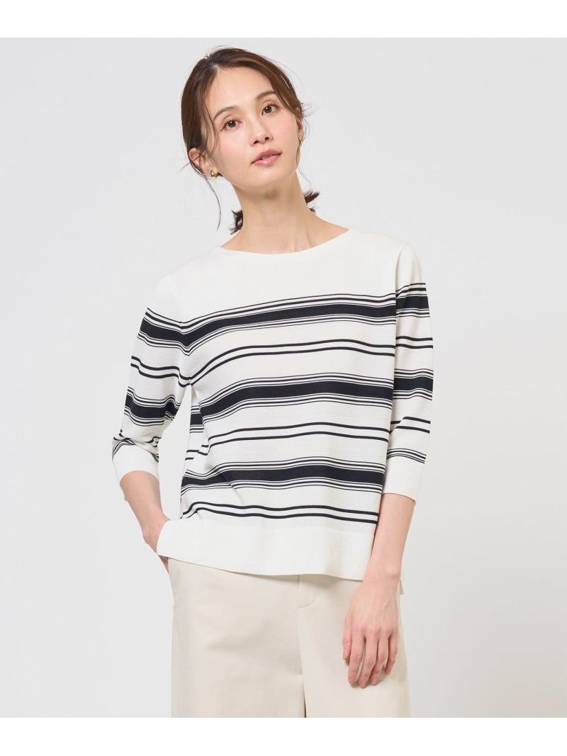 【SALE／30%OFF】COTTON POLYESTER ボーダー ニット J.PRESS LADIES L ジェイプレス トップス ニット ホワイト【RBA_E】【送料無料】[ Fashion]｜J.PRESS
