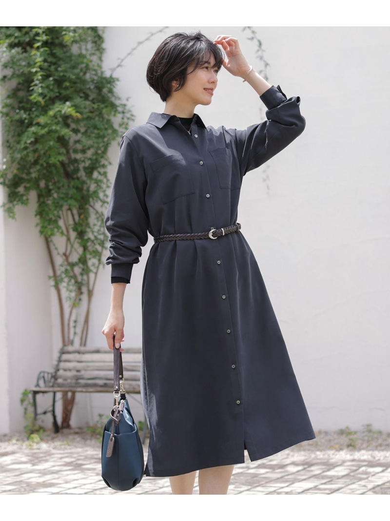 【SALE／50%OFF】ピーチポプリン ワンピース J.PRESS ジェイプレス ワンピース・ドレス ワンピース ブラウン ブラック ベージュ【RBA_E】【送料無料】[ Fashion]｜J.PRESS