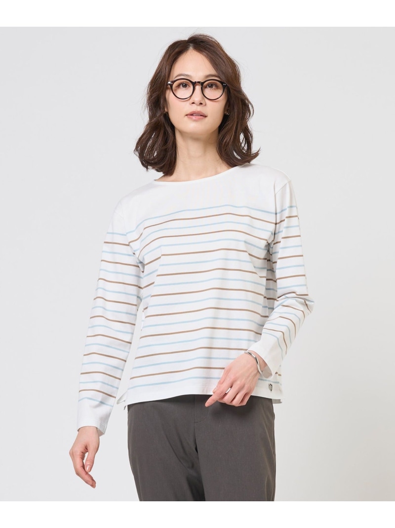 バスクボーダー カットソー J.PRESS ジェイプレス トップス カットソー・Tシャツ ベージュ ネイビー【送料無料】[ Fashion]