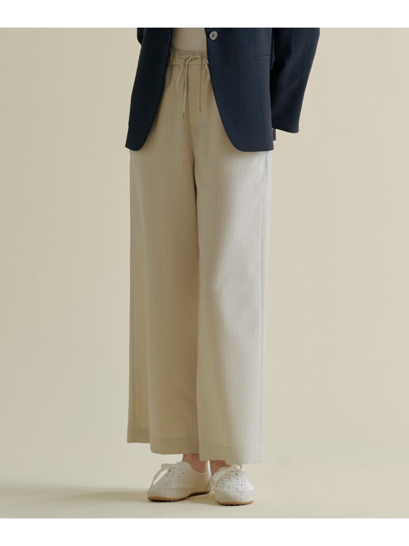 ペンシル SLUB STRIPE ワイド イージー パンツ J.PRESS LADIES L ジェイプレス パンツ その他のパンツ ネイビー【送料無料】[ Fashion]
