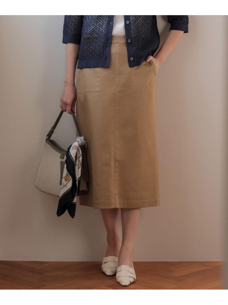 【SALE／30%OFF】【WEB限定カラーあり】TCシャンブレーサテンST ナロー スカート J.PRESS LADIES L ジェイプレス スカート ロング・マキシスカート ベージュ ブラウン ネイビー【RBA_E】【送料無料】[ Fashion]｜J.PRESS