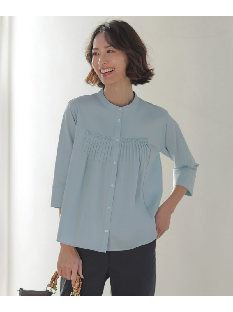 キャタピラシャツジャージー バンドカラー カットソー J.PRESS LADIES L ジェイプレス トップス カットソー・Tシャツ ホワイト ベージュ【送料無料】[ Fashion]