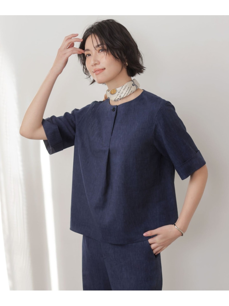 【セット着用可】リネンバイオシャンブレー ブラウス J.PRESS ジェイプレス トップス シャツ・ブラウス ブラウン ベージュ ネイビー【送料無料】[ Fashion]