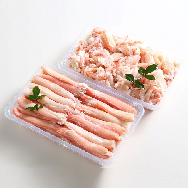 【兵庫】香住ガニ棒身、バラ身食べ比べセット　送料無料　香住ガニ（紅ズワイガニ） 　【蟹／かに／鍋／お手軽／ずわい／ズワイ／ボイル加工／むき身】　【年末年始グルメ】