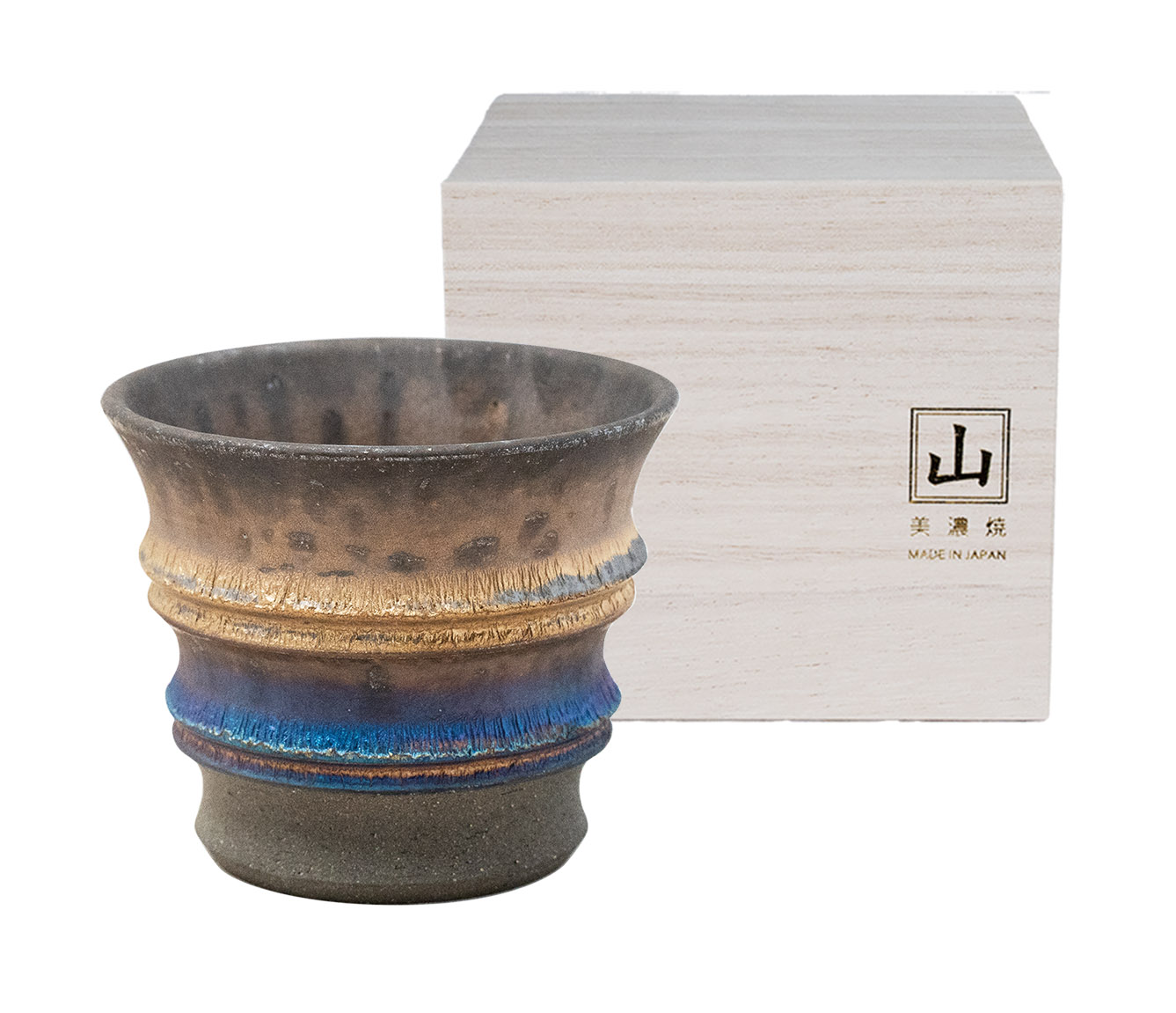 美濃焼 食器 ギフト BOX入 彩輪 焼酎カップ カップ 単品 角山窯 ブラウン ゴールド ブルー 焼酎グラス ロック マルサン近藤 箱入 陶器 日本製 おしゃれ プレゼント誕生日 御祝 レンジ対応 食洗機対応