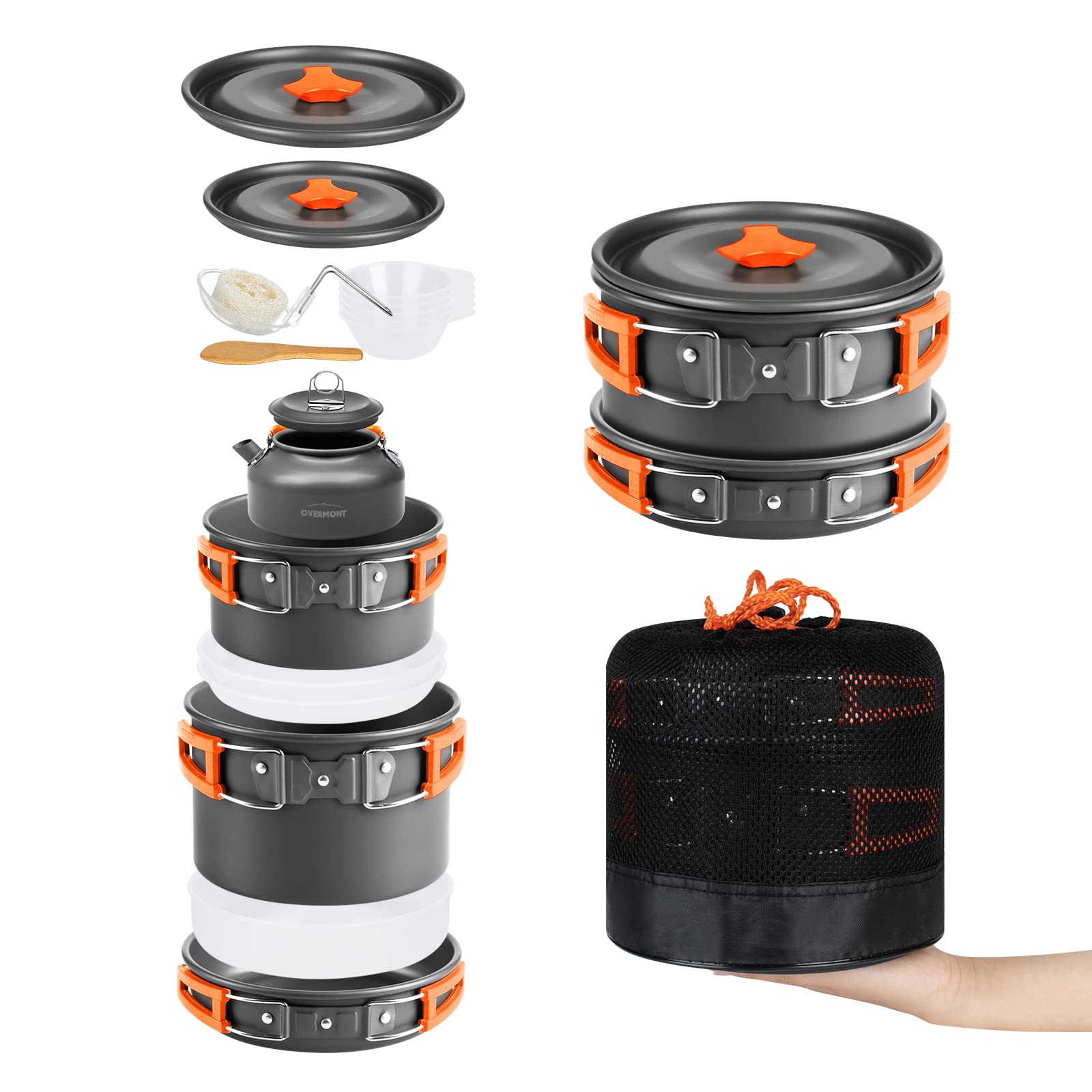 DS-300 アルミ クッカーセット アウトドア鍋 アウトドアケトル キャンピング 調理器具 収納袋付き 23人に適応…