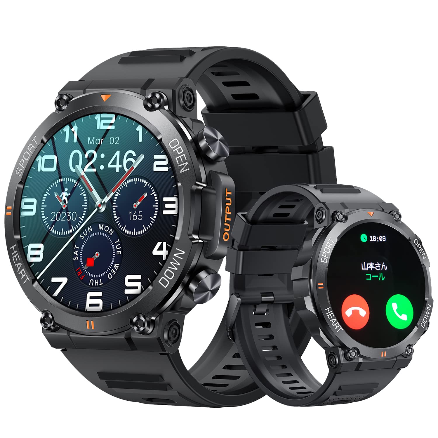 スマートウォッチ 【1.39インチ大画面 軍用規格 Bluetooth通話機能】 音楽再生 スポーツウォッチ 耐衝撃 キズ防止 Bluetooth5.2 腕時計 100＋運動モード 280＋文字盤DIY 400mAh長持ちバッテリー 電卓 振動ON/OFF GPS運動記録 歩数計 着信/LINEなどアプリ通知