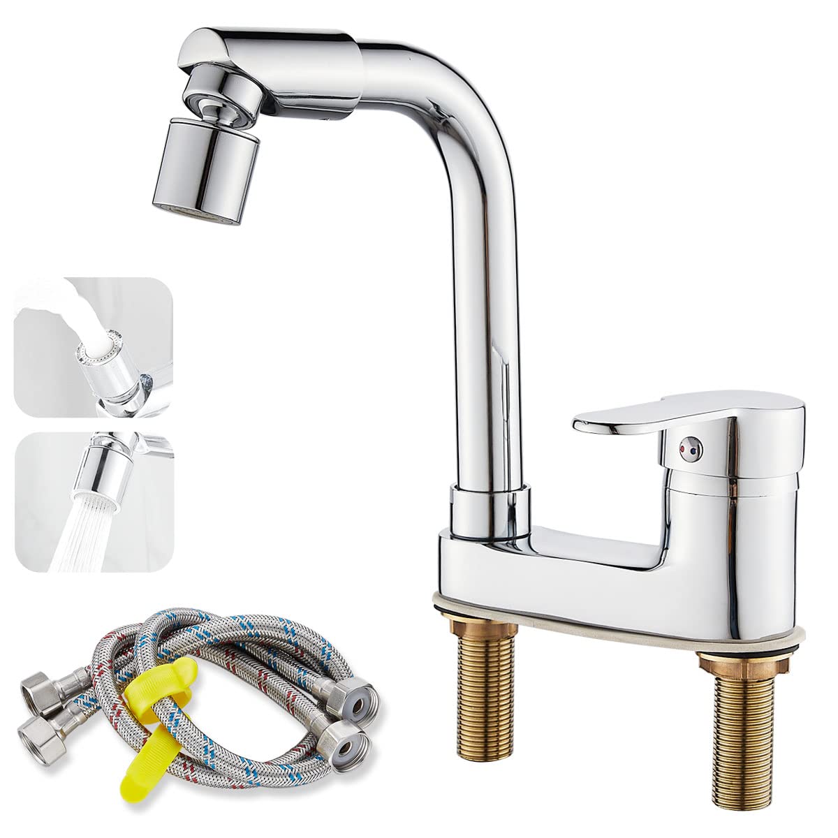 楽天市場】シャワー式 蛇口 洗面台 シングルレバー ツーホール式 混合