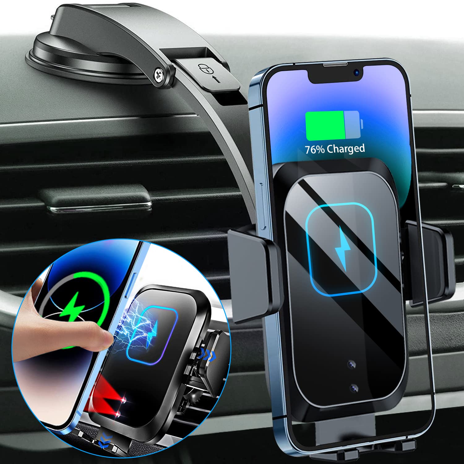 楽天市場】【送料無料】【15W急速充電】車載Qi ワイヤレス充電器 車載