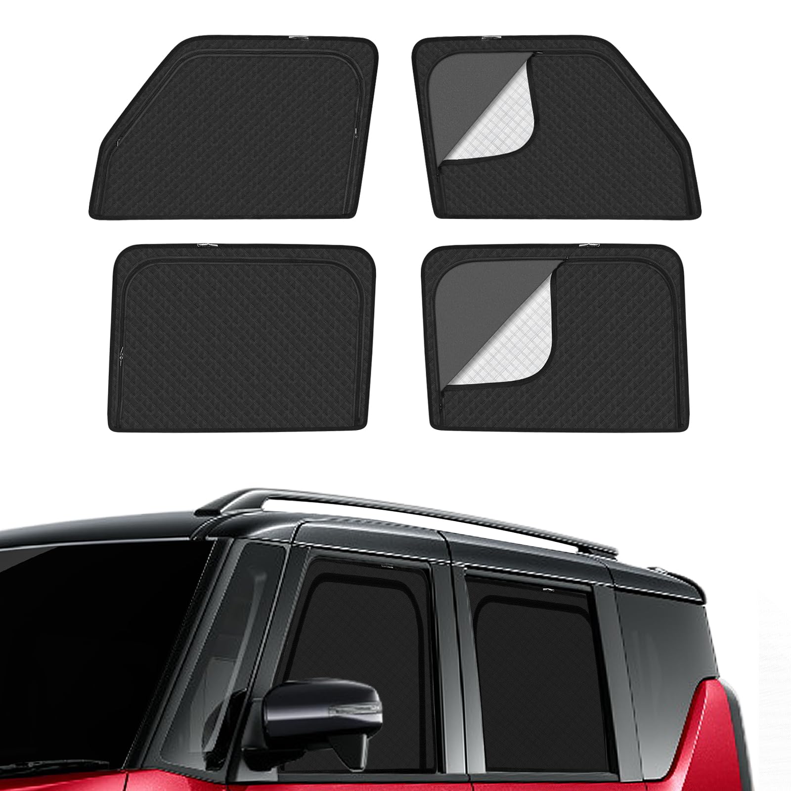 三菱 デリカミニ B3系 車種専用 メッシュカーテン サンシェード 遮光 換気 DelicaMINI B34A B35A B37A B38A サイド用 2in1 カーテン 日除け 虫避け マグネット カーシェード 通風 UVカット運転席 助手席 インテリア アクセサリー カスタム 4枚｜LIFE WORK DESIGN