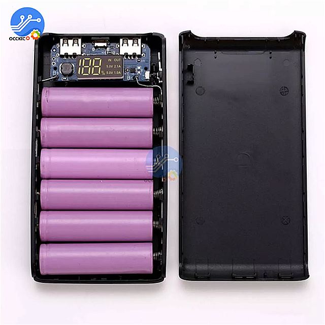 限定品】 6 × 18650パワーバンク ボックス シェル バッテリ 充電 器 ケース 18650 収納 ホルダー タイプc マイクロ usbポート携帯  電話 の qdtek.vn