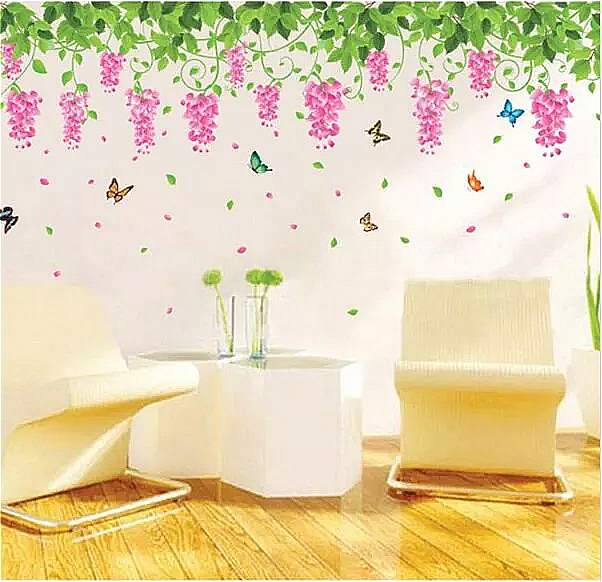 ブドウの花 ポスター ステッカー 背景の花の壁壁画 蝶 テレビ