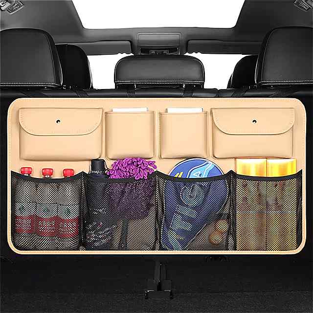 車の収納バッグ,トランク用オーガナイザー,車内や車のシート用,メッシュバッグ