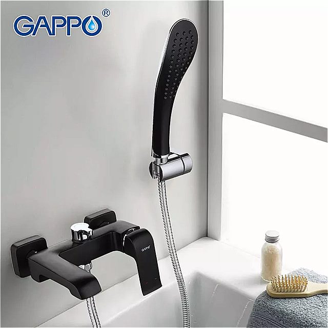 21498円 全ての Gappo ブ ラック 蛇口 シャワー セット 浴槽 サーモスタット コールド 温 水 タップ 温度 システム 滝 ミキサー