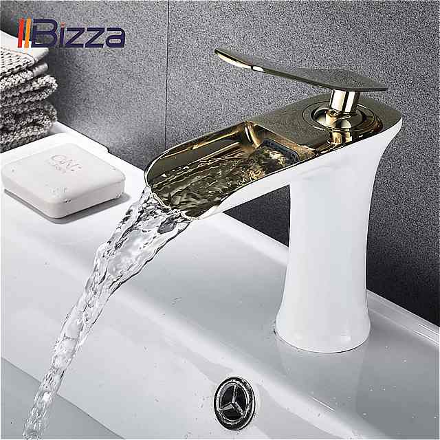 洗面器の蛇口滝ゴージャスバスルーム温水冷水ミキサー洗面台タップトイレシンククレーンシングルレバー