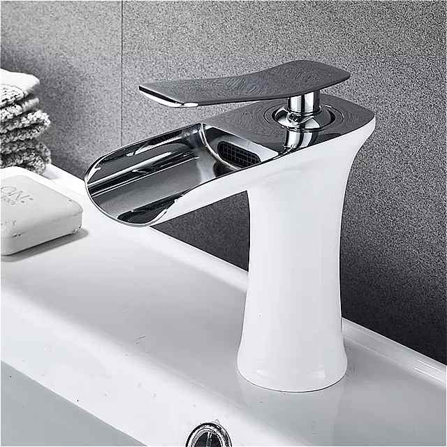 洗面器の蛇口滝ゴージャスバスルーム温水冷水ミキサー洗面台タップトイレシンククレーンシングルレバー