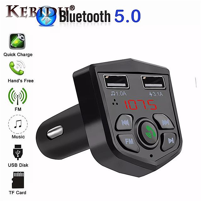 95％以上節約 デュアル 2 USB 電話 充電器 3.1A 1A bluetooth 5.0 電圧 デジタル ディスプレイ 車 の FM  トランスミッター ハンズ フリー TF カード U ディスク MP3 プレーヤー whitesforracialequity.org