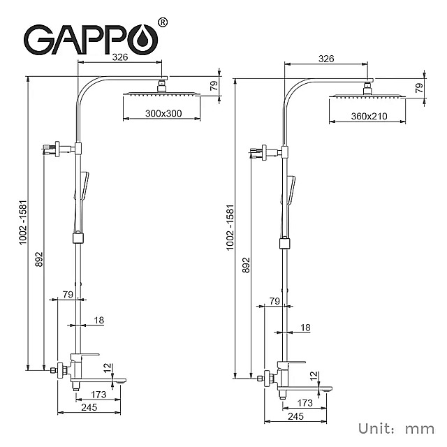 Gappoシャワー降雨蛇口の浴室のシャワーミキサー蛇口浴室のミキサーのシャワーセット蛇口ウォールマウント浴槽クレーン