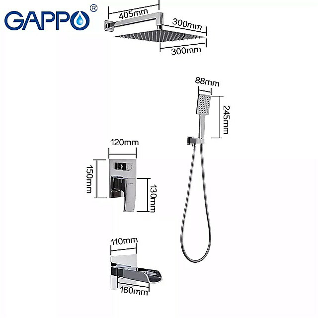 Gappoシャワーの蛇口の滝シャワーミキサーバスHaedシャワーパネル浴室のシャワーセット蛇口chuveirobanheiro