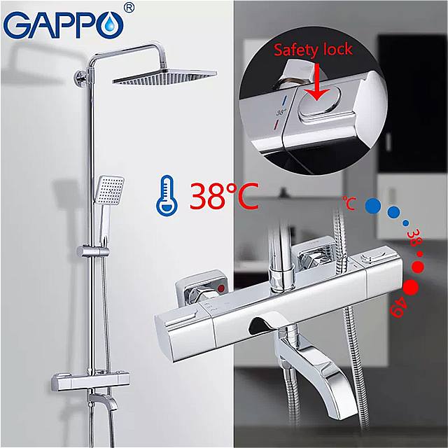 Gappo 浴槽 の サーモスタット システム シャワー セット バス ミキサー 水 滝 蛇口 雨 人気激安 の