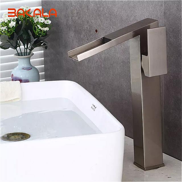 BAKALA 新たにbathroomfaucet 滝 ミキサー タップ 。 オーブ ニッケル 起毛 滝 シンク 流域 の 蛇口 ホットと コールド 水BR-20174001