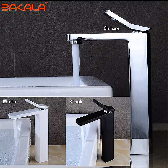 BAKALA 新デザイン 葉の形 蛇口 浴室 黒 クローム の 流域