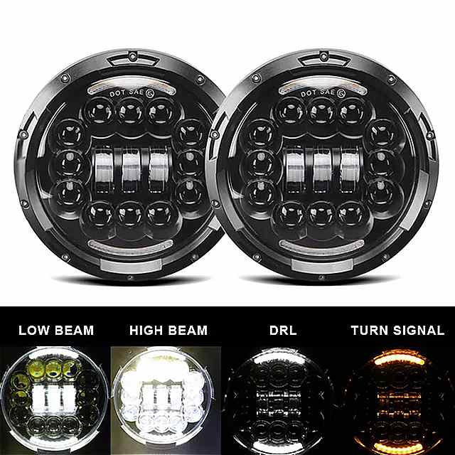 Nlpearl 2 × 7 インチ LED ヘッド ライト ハロー リング のための ウインカー ジープ ラングラー オフロード lada niva都市4 × 4 スズキ サムライ