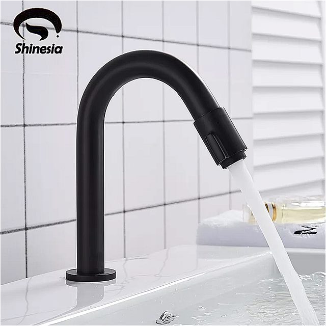 Shinesia流域の浴室の蛇口単一のコールドタップ黒クロームクレーンウォールマウントデッキ用のマウント容器シンク