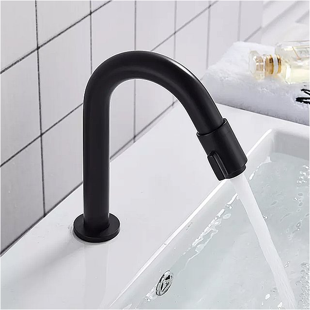 Shinesia流域の浴室の蛇口単一のコールドタップ黒クロームクレーンウォールマウントデッキ用のマウント容器シンク