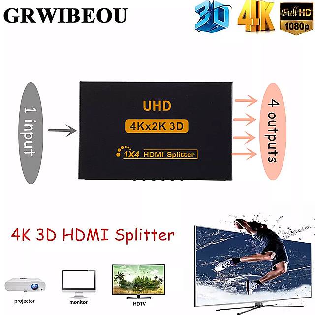 Grwibeou 4 1 1080 1080P DVD HD HDMI HDTV PS3 Xbox で アウト アンプ スイッチスイッチャー  スプリッタフル ディスプレイ デュアル ビデオ 専門店 HDMI