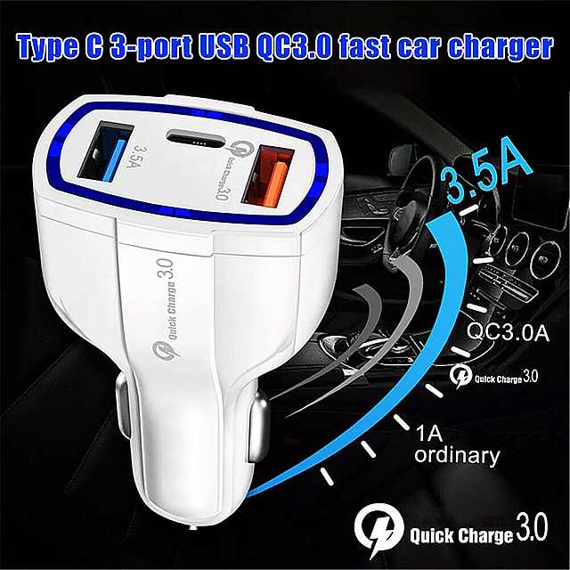 35ワット3USB車の充電器急速充電3.0QC3.0ユニバーサルタイプc高速充電12プロ11xsxr×8xiaomihuawei社サムスン